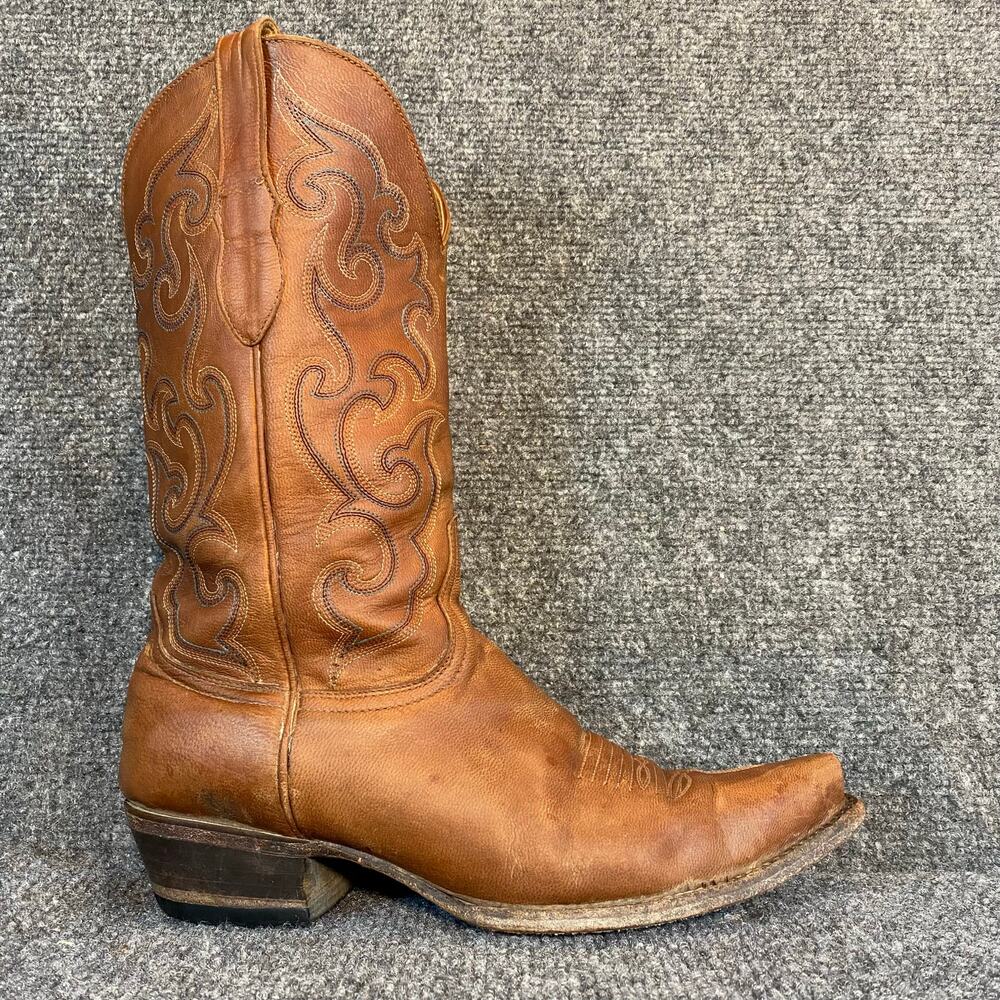 Cavenders Western Embroidered Boots Brown Leather Snip Toe Womens 9 B Cowboy